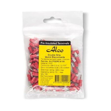 Crimp Terminal Quick Disconnect Insulated 0.5-1.5mm² Width 2.8mm Red
