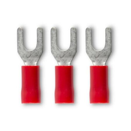 Crimp Terminal Pre-Insulated Fork 3.7mm Cable 0.5-1.5mm² Red 100 Pack
