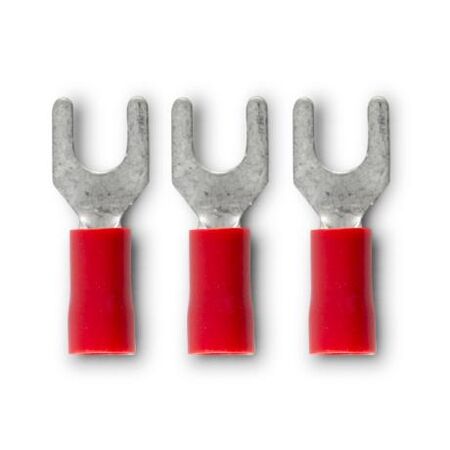 Crimp Terminal Pre-Insulated Fork 4mm Cable 0.5-1.5mm² Red 100 Pack