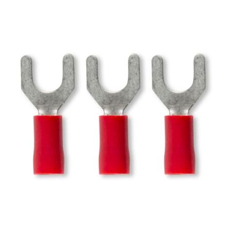 Crimp Terminal Pre-Insulated Fork 5mm Cable 0.5-1.5mm² Red 100 Pack