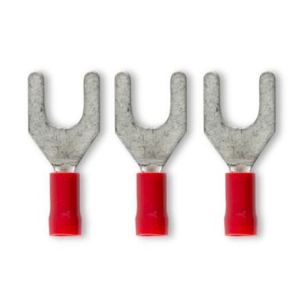 Crimp Terminal Pre-Insulated Fork 6mm Cable 0.5-1.5mm² Red 100 Pack