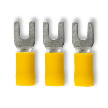 Crimp Terminal Pre-Insulated Fork 3.7mm Cable 4-6mm² Yellow 50 Pack