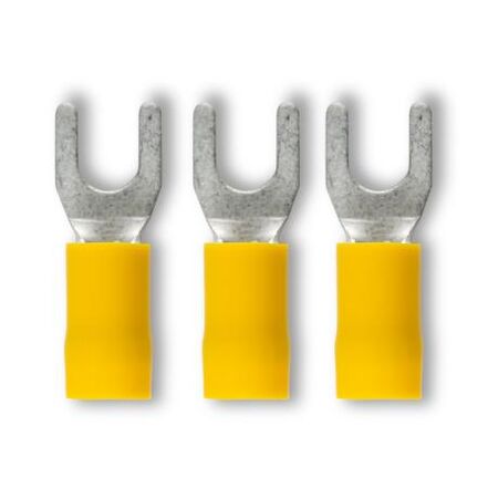 Crimp Terminal Pre-Insulated Fork 5mm Cable 4-6mm² Yellow 50 Pack