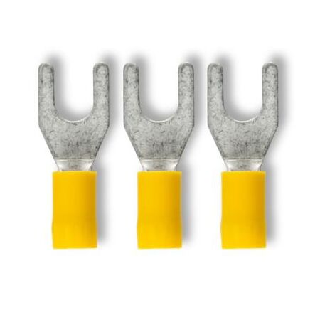 Crimp Terminal Pre-Insulated Fork 6mm Cable 4-6mm² Yellow 50 Pack