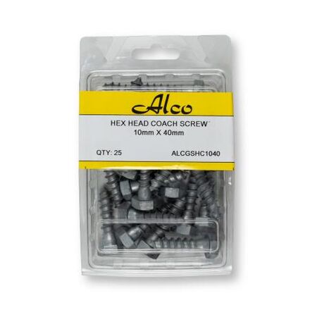 Timber Coach Screw Hexagonal Head Galvanised 10mm x Length 40mm