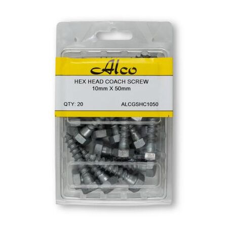 Timber Coach Screw Hexagonal Head Galvanised 10mm x Length 50mm