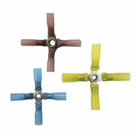 Crimp Terminal Heatshrink Red Insulated 4-Way Cable 0.5-1.5mm² 15 Pack