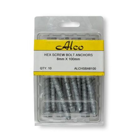 Anchor Hex Head Screw Bolt Galvanised 8mm x Length 100mm