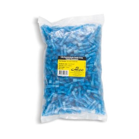 Crimp Terminal Fully Insulated Quick Disconnect 6.35mm Female Cable 1.5-2.5mm² Blue 500Pack