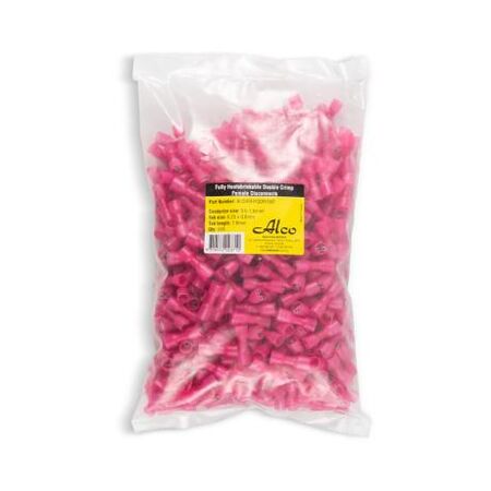 Crimp Terminal Fully Insulated Quick Disconnect 6.35mm Female Cable 0.5-1.5mm² Red 500Pack