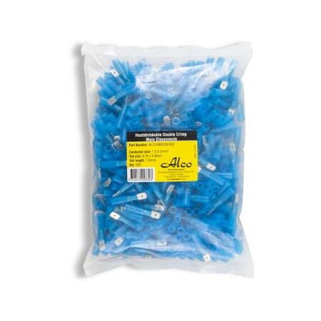 Crimp Terminal Fully Insulated Quick Disconnect 6.35mm Male Tab Cable 1.5-2.5mm² Blue 500Pack