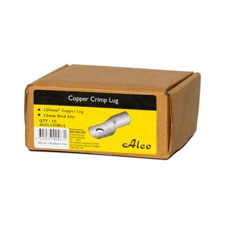 Crimp Lug Copper Standard Non Insulated 120mm² M12 Stud