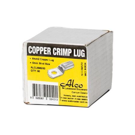 Crimp Lug Copper Standard Non Insulated 6mm² M5 Stud