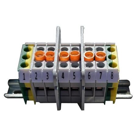 Terminals Din Mount Universal 6x Active & 2x Earth 0.5-4mm²