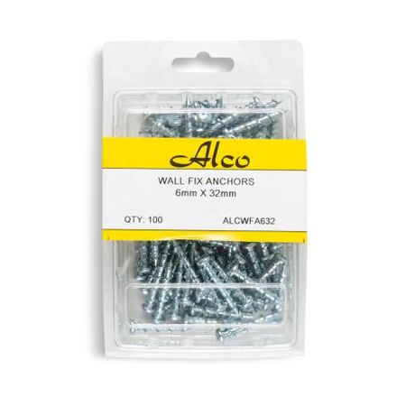 Masonary Wall Fix Anchors Pan Head Square Drive Diameter 6mm x Length 32mm