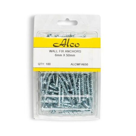 Masonary Wall Fix Anchors Pan Head Square Drive Diameter 6mm x Length 50mm