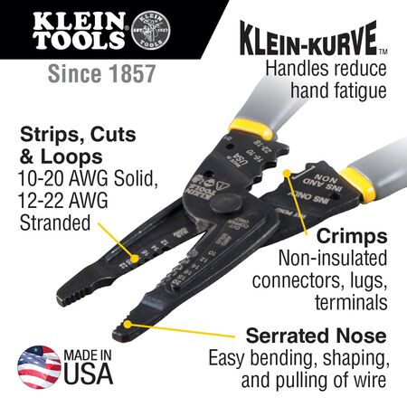 Klein-Kurve™ Long-Nose Wire Stripper, Wire Cutter, Crimping Tool