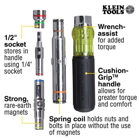 7-in-1 Multi-Bit Screwdriver / Nut Driver, Magnetic