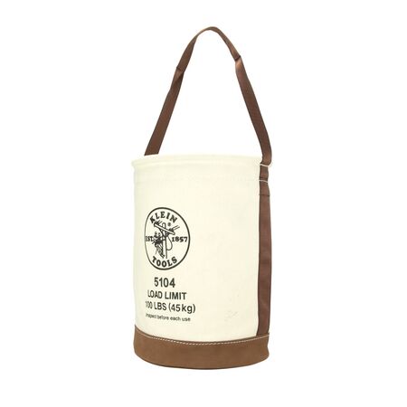 Canvas Bucket with Leather Bottom, 30.5 cm