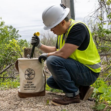 Canvas Bucket with Leather Bottom, 30.5 cm