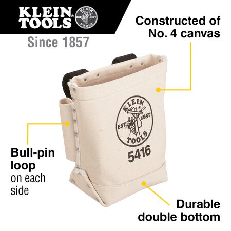Tool Bag, Bull-Pin and Bolt Pouch, Belt Strap Connect, 12.7 x 25.4 x 22.9 cm