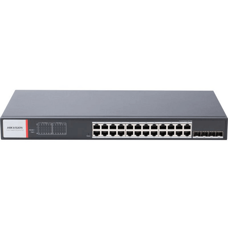 Managed Gigabit PoE Switch | 24 Ports & 4 SFP Uplinks | 90W per Port | 6 kV Surge Protection | by HIKVISION