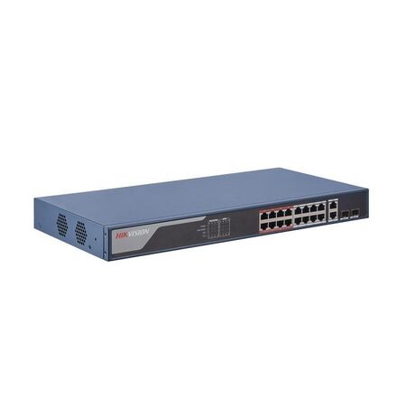 16 Port Managed PoE Switch | 2 x Gigabit Uplink | 230W Power Budget | PoE Watchdog | by HIKVISION