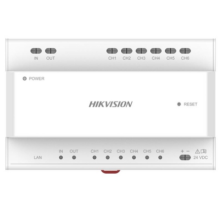 HIKVISION Intercom KAD706Y-SP 2-Wire Distributor | 6-Port Audio/Video | 24VDC Power | by HIKVISION