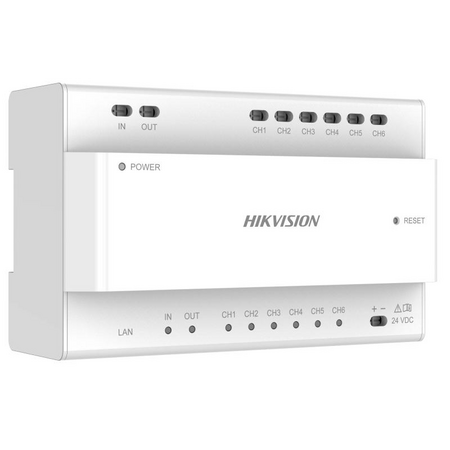 HIKVISION Intercom KAD706Y-SP 2-Wire Distributor | 6-Port Audio/Video | 24VDC Power | by HIKVISION
