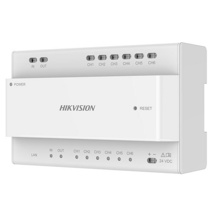 HIKVISION Intercom KAD706Y-SP 2-Wire Distributor | 6-Port Audio/Video | 24VDC Power | by HIKVISION