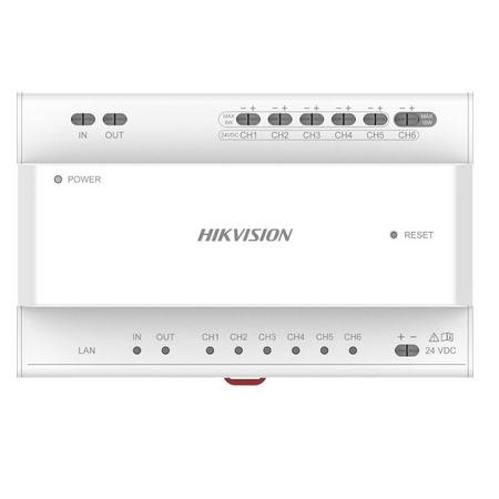 HIKVISION Intercom KAD706Y-P 2-Wire Distributor | 6-Port Audio/Video | 24VDC Power Supply | by HIKVISION