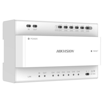 HIKVISION Intercom KAD706Y-P 2-Wire Distributor | 6-Port Audio/Video | 24VDC Power Supply | by HIKVISION