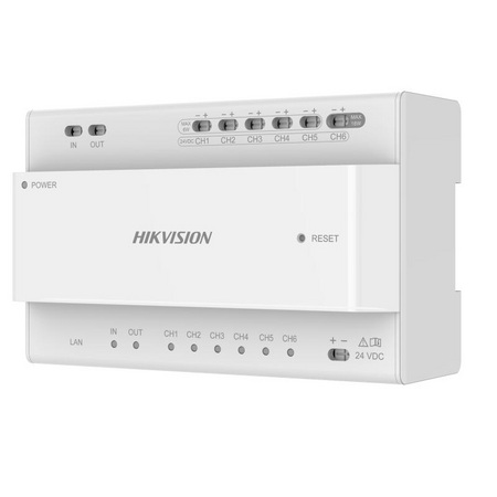 HIKVISION Intercom KAD706Y-P 2-Wire Distributor | 6-Port Audio/Video | 24VDC Power Supply | by HIKVISION