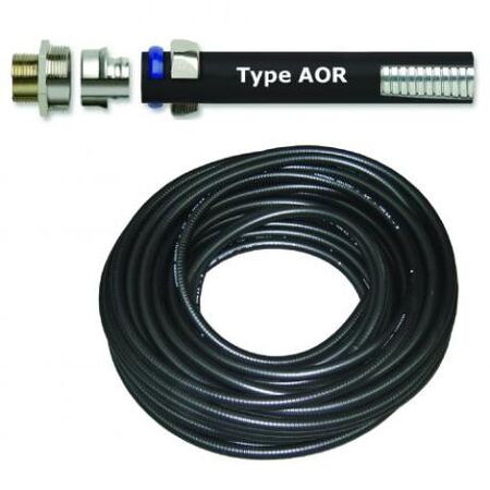 Flexible Metal Conduit Oil Resistant Anaconda AOR Liquidtight Diameter 25mm Black Length 30m