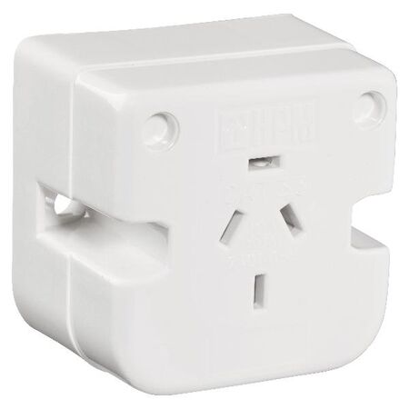 HPM 10A 4 Flat Pins Plug Base White