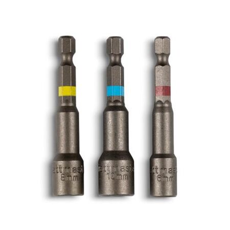 Nut Setter Kit Magnetic Hexagonal 3pce Length 65mm Metric Sizes 6, 8, 10mm
