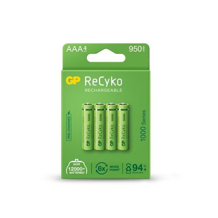 AAA Rechargeable Battery GP Recyko | 1.2V | 950mAh Capacity | Low Self-Discharge | @Card of 4 | by Powercell
