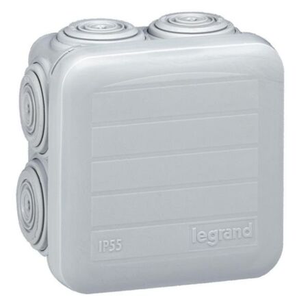 Square Plexo box with 7 direct entry membrane glands - IP55 IK07 - 65x65x40 mm - grey RAL 7035