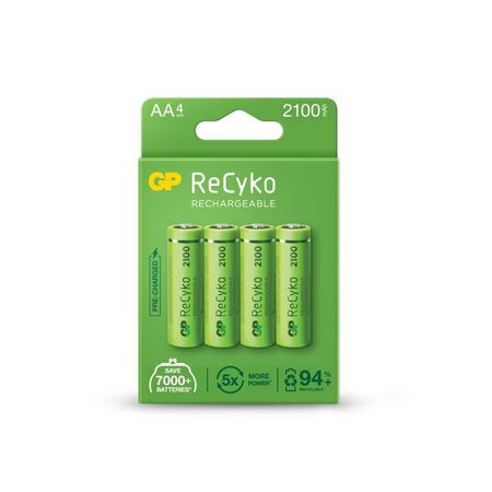 Rechargeable AA Batteries | 1.2V NiMH | 2100mAh Capacity | Low Self-Discharge | @Card of 4 | by Powercell