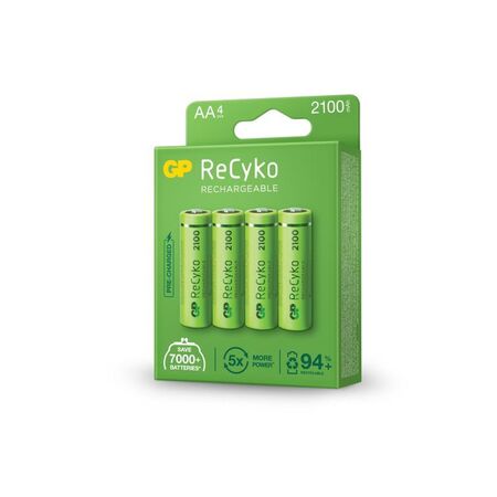 Rechargeable AA Batteries | 1.2V NiMH | 2100mAh Capacity | Low Self-Discharge | @Card of 4 | by Powercell