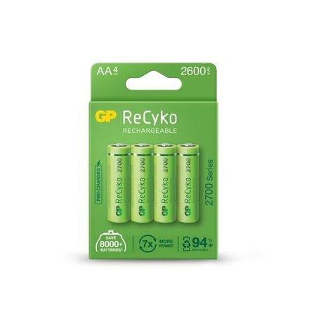 AA Rechargeable Battery GP Recyko | 1.2V | 2600mAh Capacity | Low Self-Discharge | @Card of 4 | by Powercell