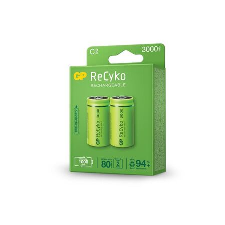 Rechargeable C Size Battery | 3000mAh Capacity | Low Self-Discharge Technology | @Pack of 2 | by Powercell