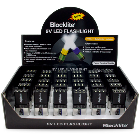 9V LED Torch | 30 Lumens | 2 Lighting Functions | Compact Design | @Display Box of 30 | by Powercell