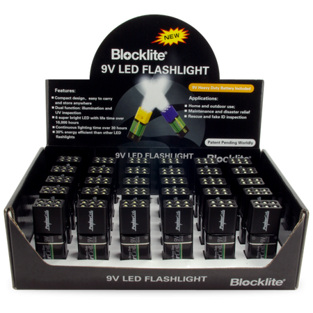 9V LED Torch GP Blocklite | 30 Lumens | 2 Lighting Functions | Compact Design | @Display Box of 30 | by Powercell
