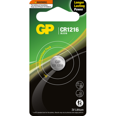 GP 3V 1216 Lithium Coin Cell | Reliable Power | Long Shelf Life | Compact Size | @Card of 1 | by Powercell