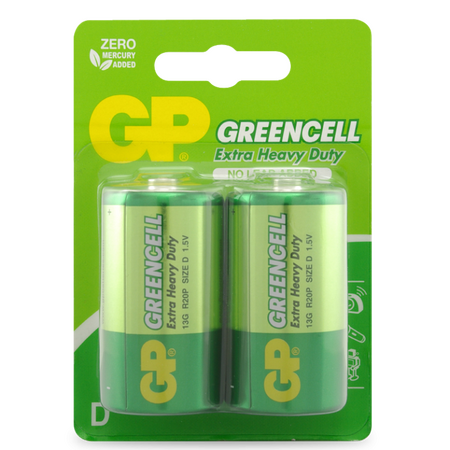 D Cell Battery | 1.5V Extra Heavy Duty | Carbon Zinc Chemistry | @Card of 2 | by Powercell