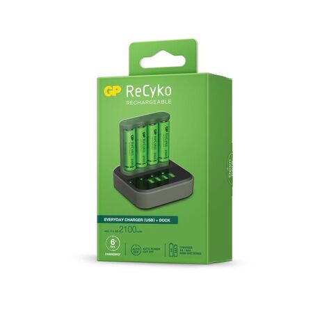 GP Recyko 4 Bay USB Charger | Vertical Design | LCD Display | Safety Timer Protection | by Powercell