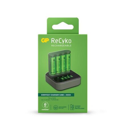 GP Recyko 4 Bay USB Charger | Vertical Design | LCD Display | Safety Timer Protection | by Powercell