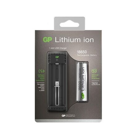 5V Single Slot Li-Ion Charger | Compatible with 10440-26650 | Intelligent Charging & Safety Features | by Powercell