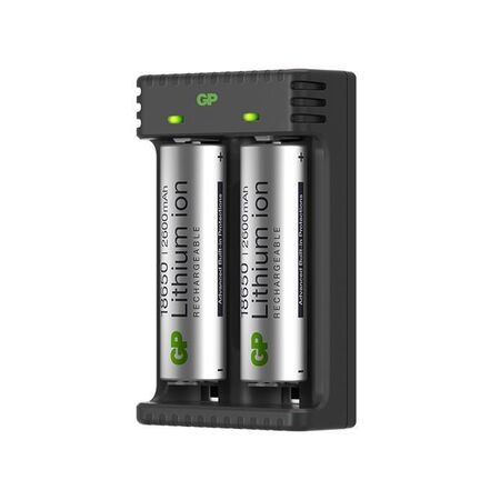 5V Dual Slot Li-Ion Charger | Includes 2 x GP18650 Batteries | Intelligent Charging | USB Powered | by Powercell